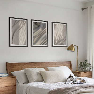 Zestaw obrazów do salonu Naturalne tkaniny boho zbliżenie