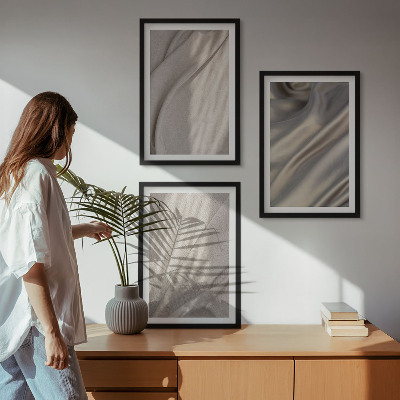 Zestaw obrazów do salonu Naturalne tkaniny boho zbliżenie