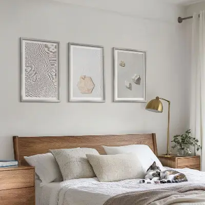 Zestaw obrazów do salonu jasne tekstury piasku w stylu boho