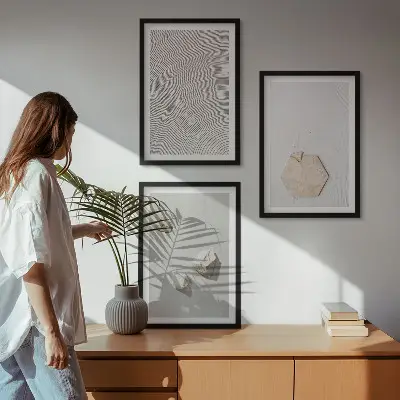 Zestaw obrazów do salonu jasne tekstury piasku w stylu boho