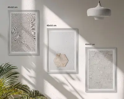 Kompozycja obrazów na ścianę jasne tekstury piasku w stylu boho