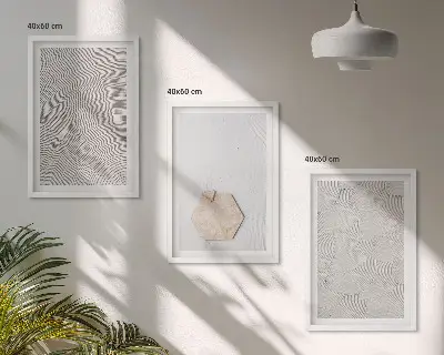 Kompozycja obrazów na ścianę jasne tekstury piasku w stylu boho
