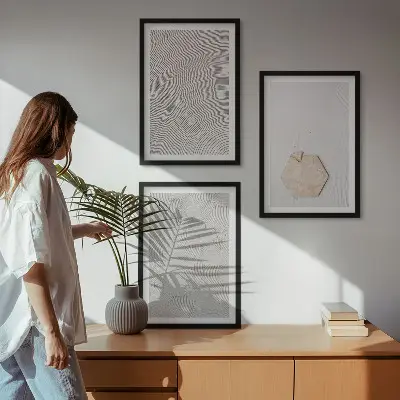 Kompozycja obrazów na ścianę jasne tekstury piasku w stylu boho