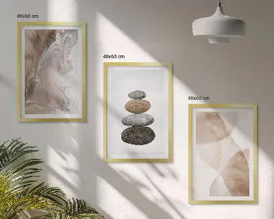 Abstrakcyjne pastelowe kształty zestaw 3 obrazów do salonu