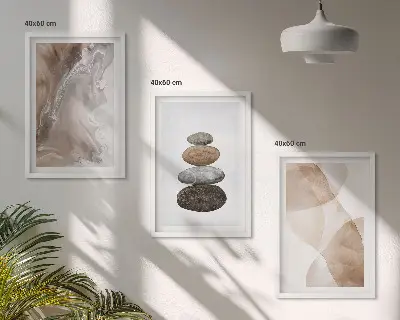 Abstrakcyjne pastelowe kształty zestaw 3 obrazów do salonu