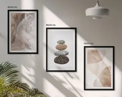 Abstrakcyjne pastelowe kształty zestaw 3 obrazów do salonu