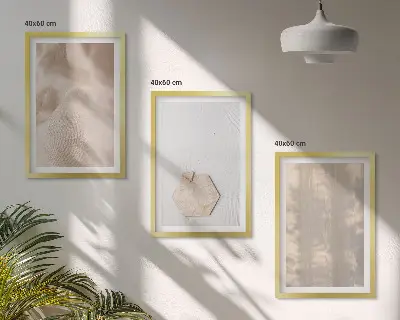 Zestaw 3 obrazów do salonu subtelne tekstury w stylu boho natura