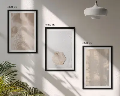 Zestaw 3 obrazów do salonu subtelne tekstury w stylu boho natura