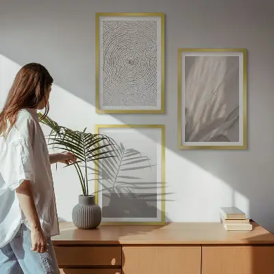 Zestaw obrazów do salonu naturalne tekstury w stylu boho
