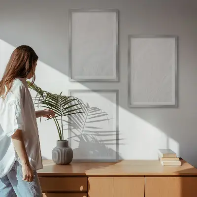 Kompozycja obrazów na ścianę elegancka struktura marmuru