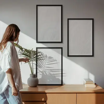 Kompozycja obrazów na ścianę elegancka struktura marmuru