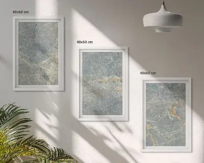 Zestaw 3 obrazów do salonu zielony marmur o wzorze ozdobnego kamienia