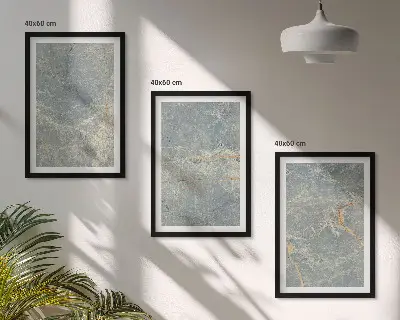 Zestaw 3 obrazów do salonu zielony marmur o wzorze ozdobnego kamienia