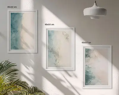 Zestaw obrazów do salonu akwarele na płótnie w stylu minimalistycznym