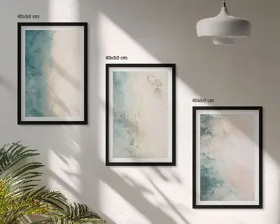 Zestaw obrazów do salonu akwarele na płótnie w stylu minimalistycznym