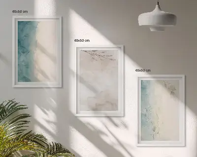 Zestaw 3 obrazów do salonu z akwarelowymi subtelnymi teksturami