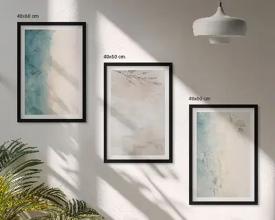 Zestaw 3 obrazów do salonu z akwarelowymi subtelnymi teksturami