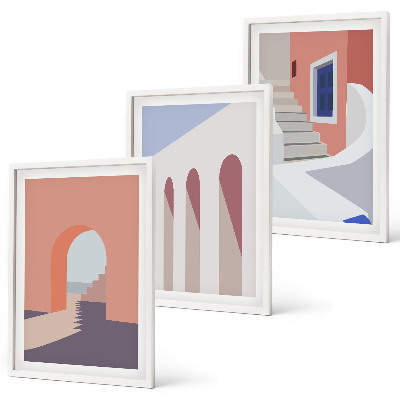 Kompozycja obrazów na ścianę Ilustracje architektury minimalizm
