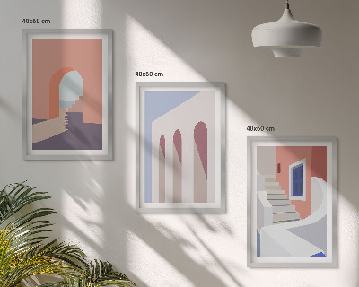 Kompozycja obrazów na ścianę Ilustracje architektury minimalizm