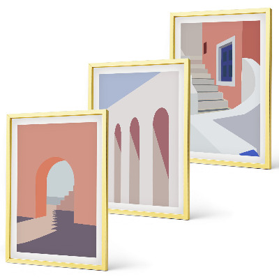 Kompozycja obrazów na ścianę Ilustracje architektury minimalizm