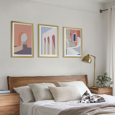 Kompozycja obrazów na ścianę Ilustracje architektury minimalizm
