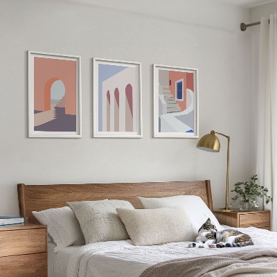 Kompozycja obrazów na ścianę Ilustracje architektury minimalizm