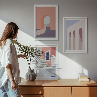 Kompozycja obrazów na ścianę Ilustracje architektury minimalizm