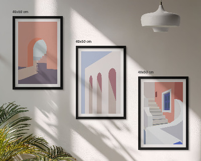 Kompozycja obrazów na ścianę Ilustracje architektury minimalizm