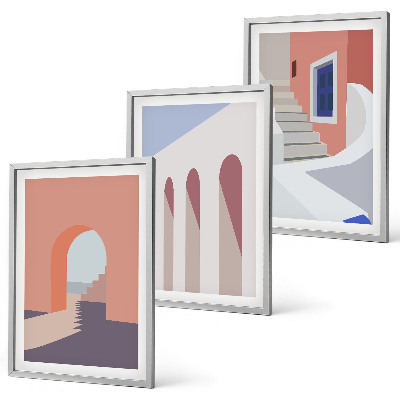Kompozycja obrazów na ścianę Ilustracje architektury minimalizm
