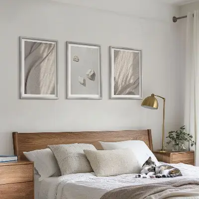 Zestaw 3 obrazów do salonu zbliżenia struktury w stylu boho