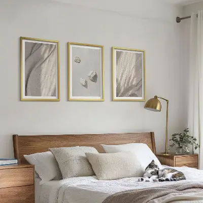 Zestaw 3 obrazów do salonu zbliżenia struktury w stylu boho