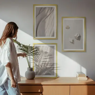 Zestaw 3 obrazów do salonu zbliżenia struktury w stylu boho