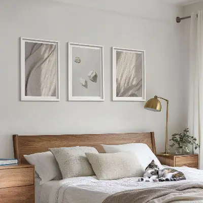 Zestaw 3 obrazów do salonu zbliżenia struktury w stylu boho