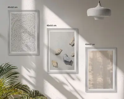 Zestaw obrazów do salonu z motywem boho o naturalnych teksturach i strukturach