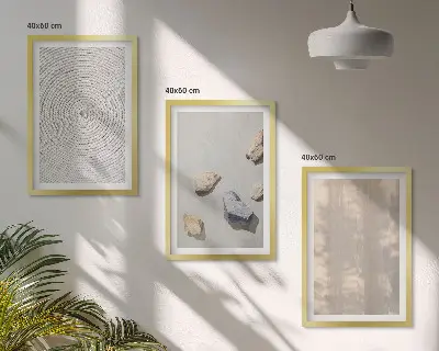 Zestaw obrazów do salonu z motywem boho o naturalnych teksturach i strukturach