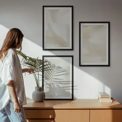 Kompozycja obrazów na ścianę malarska tekstura farby w stylu minimalizmu
