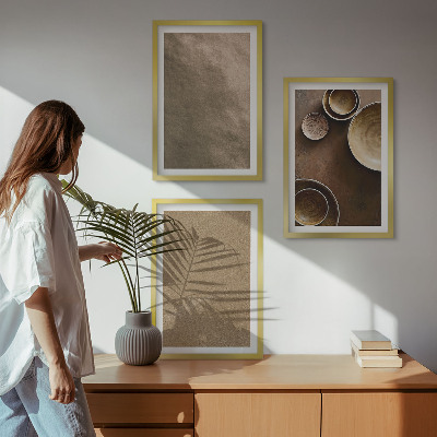 Zestaw 3 obrazów do salonu Kamienne struktury minimalistyczne
