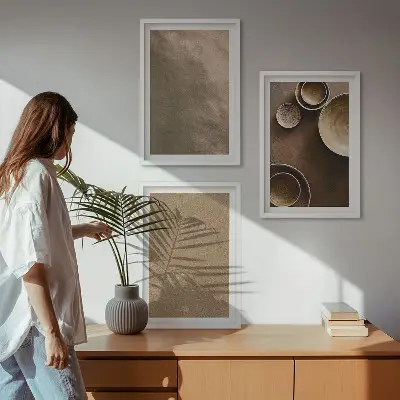 Kamienne struktury minimalistyczne zestaw 3 obrazów do salonu