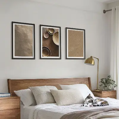 Kamienne struktury minimalistyczne zestaw 3 obrazów do salonu