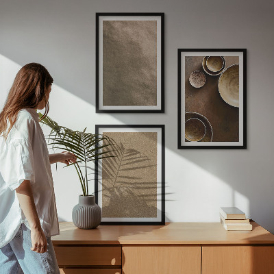 Zestaw 3 obrazów do salonu Kamienne struktury minimalistyczne