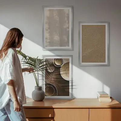 Zestaw obrazów do salonu z minimalistycznymi teksturami