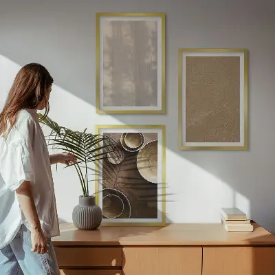 Zestaw obrazów do salonu z minimalistycznymi teksturami