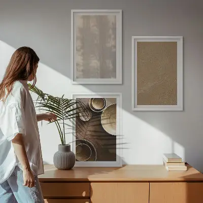 Zestaw obrazów do salonu z minimalistycznymi teksturami