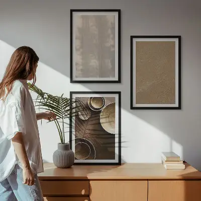 Zestaw obrazów do salonu z minimalistycznymi teksturami