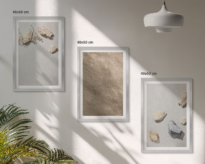 Zestaw 3 obrazów do salonu Kamienie plaża struktury naturalne