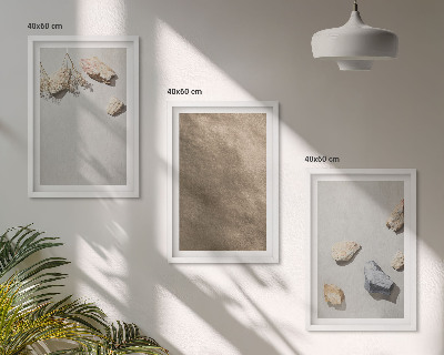 Zestaw 3 obrazów do salonu Kamienie plaża struktury naturalne