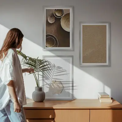 Zestaw obrazów do salonu minimalistyczne tekstury w kolorze