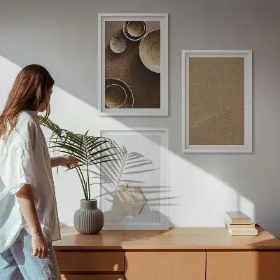Zestaw obrazów do salonu minimalistyczne tekstury w kolorze