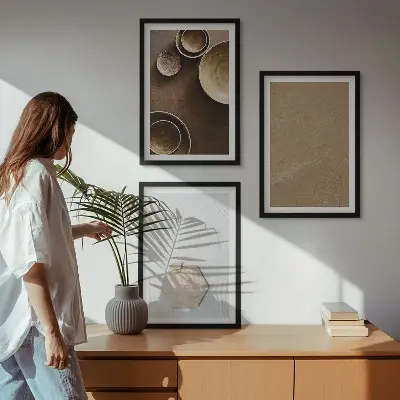 Zestaw obrazów do salonu minimalistyczne tekstury w kolorze