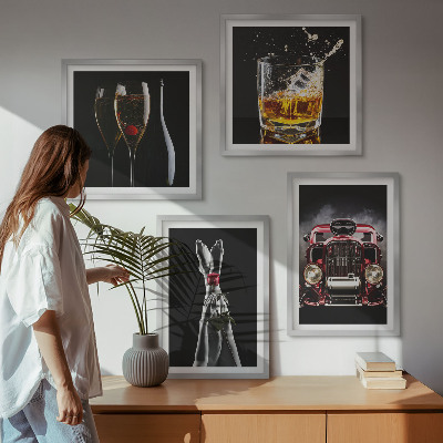 Zestaw obrazów dekoracyjnych Kobiece nogi róża auto wino